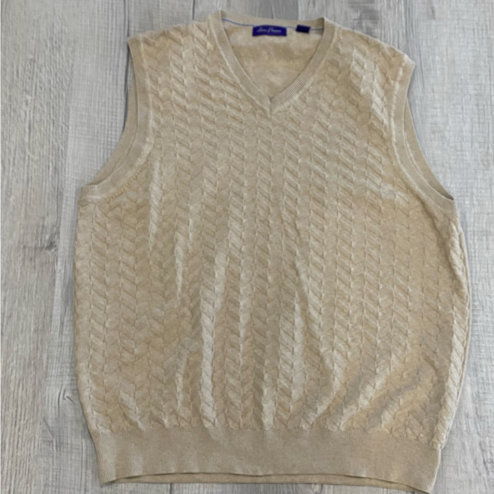 Alan Flusser Light Tan Sleeveless Knit Top men’s XXL golf